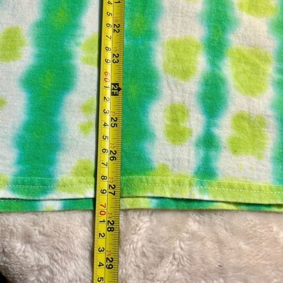 Tie Dye T-Shirt Large Gildan Yellow Green White Short-Sleeved 100% Cotton Tee - Picture 12 of 12
